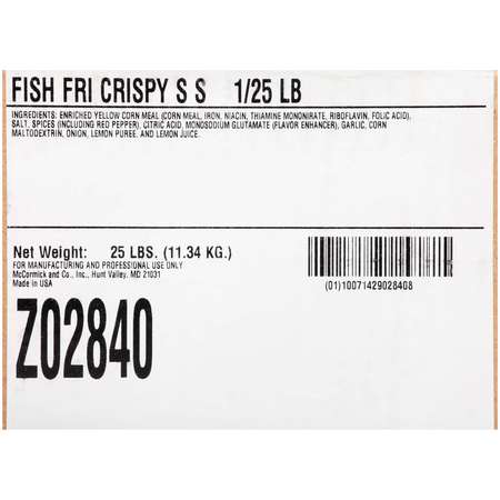 Zatarains Zatarain's Fish Fry Seasoning New Orleans Style 25lbs Z02840